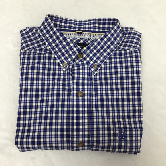 Ariat Pro Series Stretch Short Sleeve Button Down Shirt Men’s size Large - Picture 1 of 6